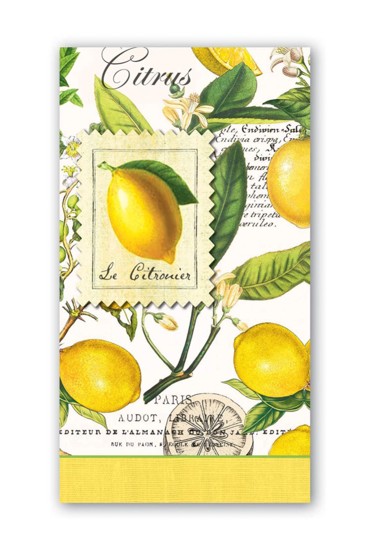 Michel Design Works Lemon Basil Hostess Napkins Citrus and Moss