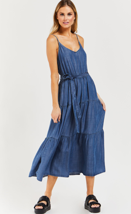 white christmas dresses Amora Denim Midi Dress