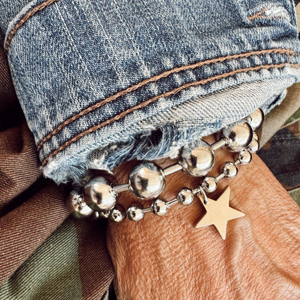 Brass Star Charm Bracelet : 7.5