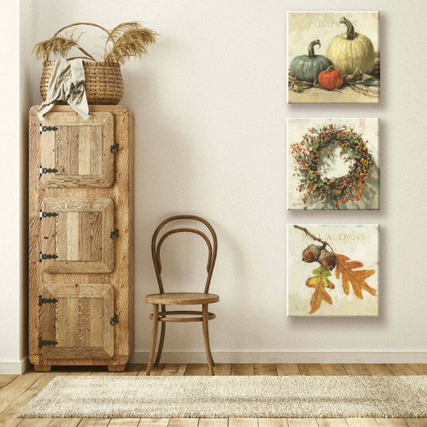 FALL WREATH GICLEE WALL ART: Multicolor / Mini: 5x5x1 inches