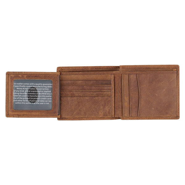 Genuine Leather Wallet Rhino Armor Dk Brown