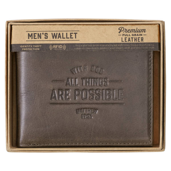 Wallet Leather With God All Things are Possible Matt. 19:26