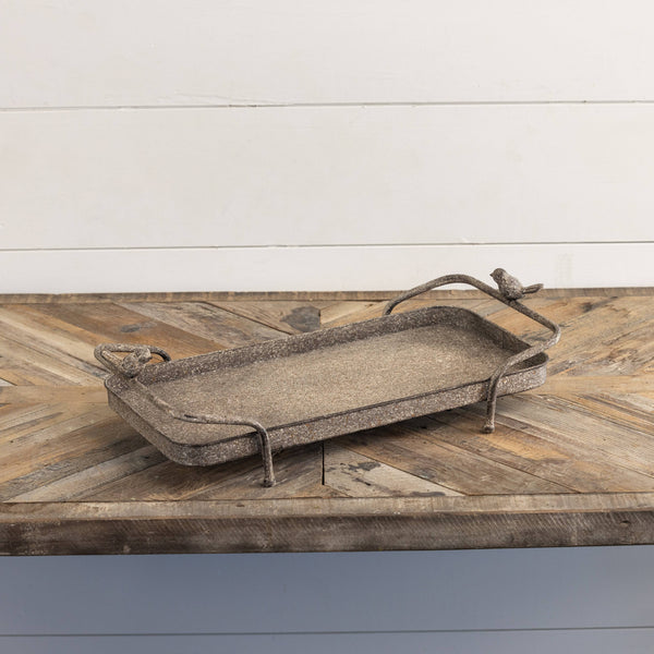 TWO HANDLE GARDEN TRAY W/ BIRDS