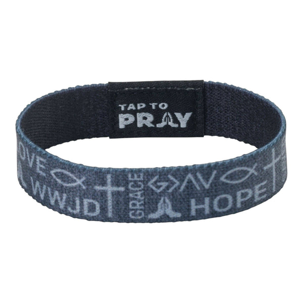 Tap To Pray® Wristband – Symbols of Faith - Grey: Large