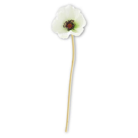 11 Inch White Real Touch Mini Poppy Stem