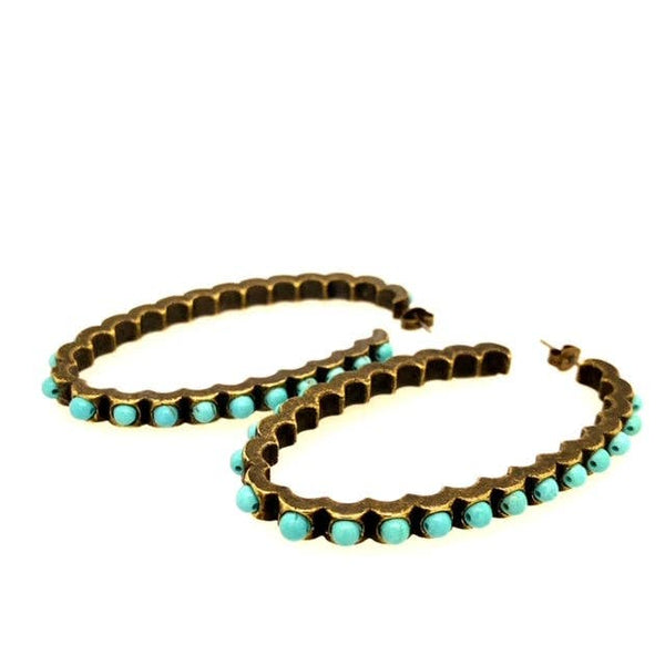 Burnished Oval Hoop Earrings: Black Diamond