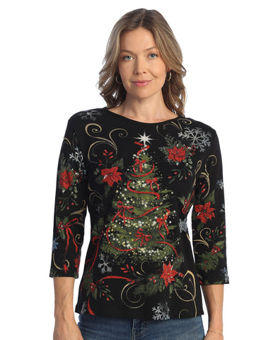 Jess & Jane Evergreen Holiday Cotton Top