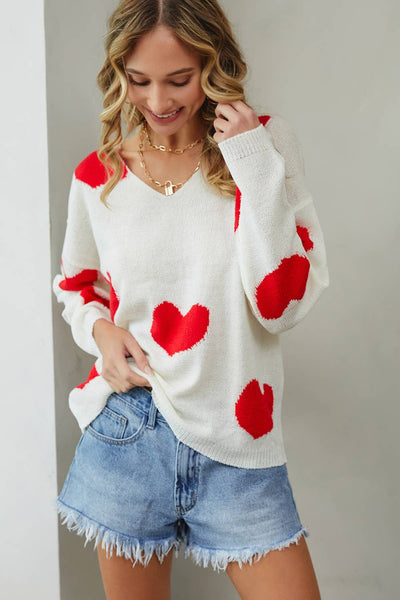 SMULTI HEART SWEATER: IVORY PINK : IVORY PINK / M/L