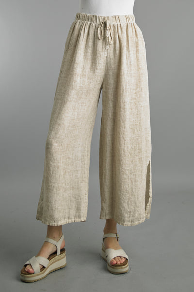 Side Slit Cropped Wide-Leg Pant