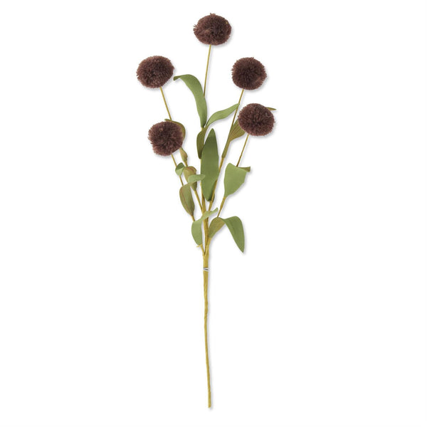 13" 5 Ball Pom Pom Pick w/ Green Eva Leaves