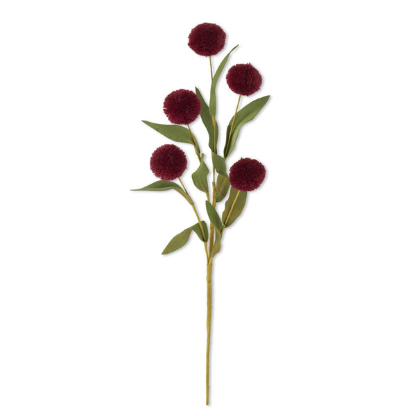 13" 5 Ball Pom Pom Pick w/ Green Eva Leaves