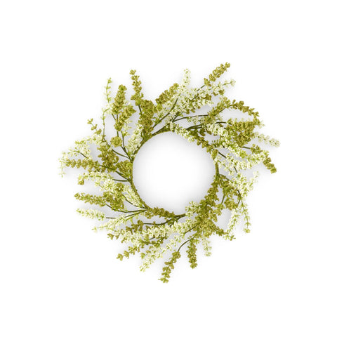 15 Inch Green&White Berry Candle Ring (6.5"Dia)