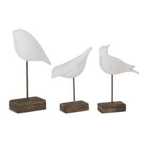 White Wood Shore Birds on Spindles, assorted