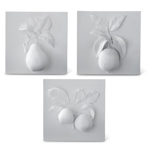 Assorted White Resin Fruit Wall Plaques