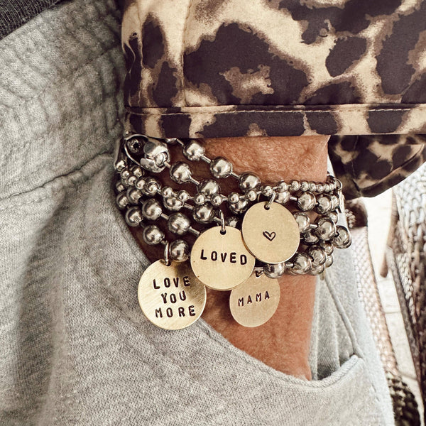 Stainless Steel & Brass Coin Tag Bracelets: 8 / Love You More