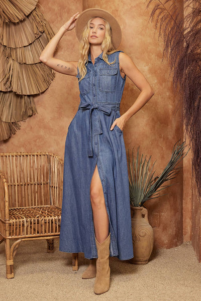 DENIM MAXI DRESS: DK.DENIM / M