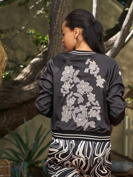 Reversible Print Satin BB Jacket w/ Embroidery