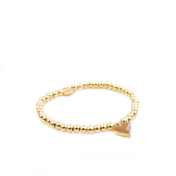 enamel heart bracelet: Gold/Teal