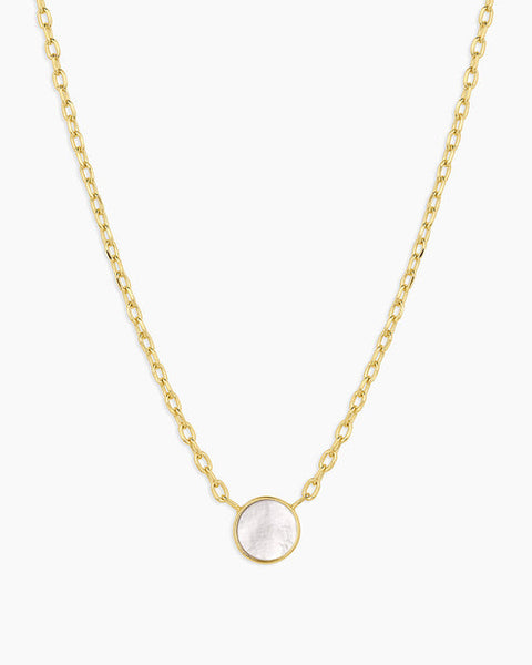 Rose Marble Coin Necklace Mother of Pearl