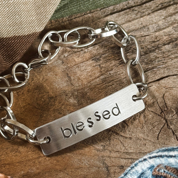 Hand Stamped Blessed Bracelet : 7.5"