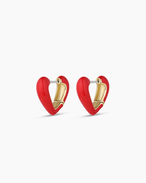 Amour Heart Huggies Red and Gold