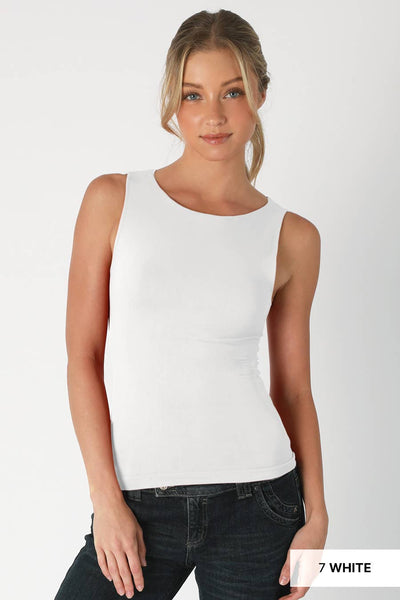 NS8321 - Clean Line Boat Neck Tank Top: 7 White