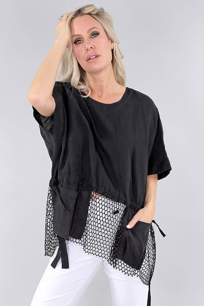 Michael Tyler Short Sleeve Drawstring Top