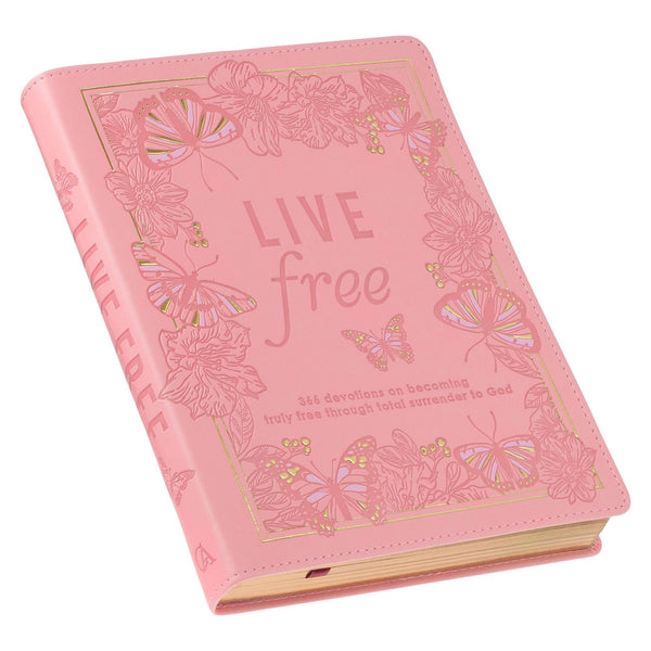 Devotional Live Free Pink Faux Leather