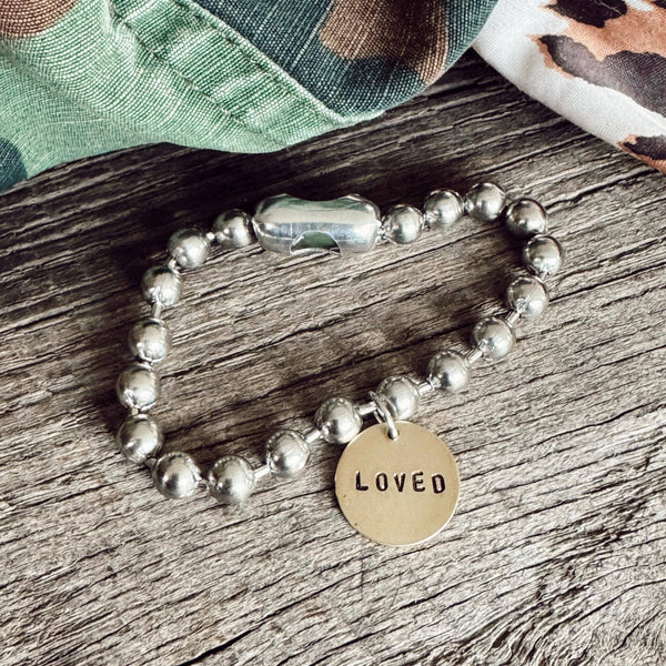 Stainless Steel & Brass Coin Tag Bracelets: 8 / Loved
