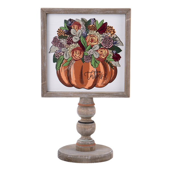 Pumpkin Floral Wood Stand