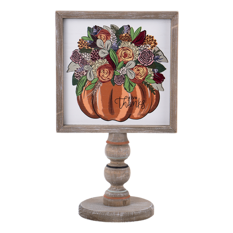 Pumpkin Floral Wood Stand