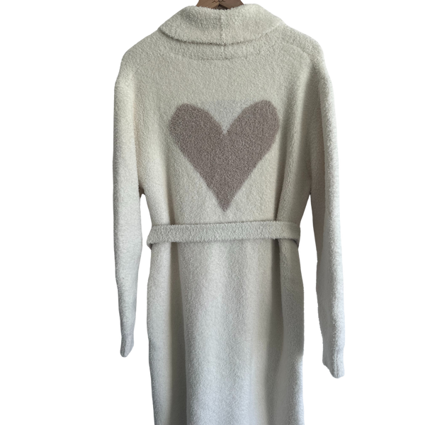 Local Beach Love Collection Heart Luxe Robe: Cream/Black / One Size Fits Most