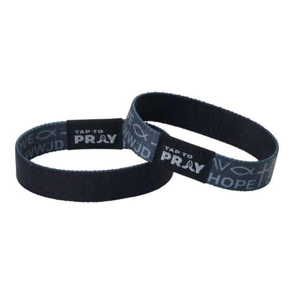 Tap To Pray® Wristband – Symbols of Faith - Grey: Large
