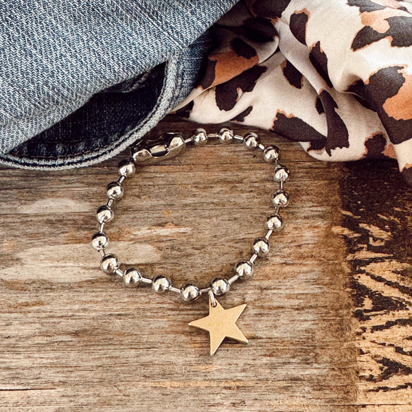 Brass Star Charm Bracelet : 7.5
