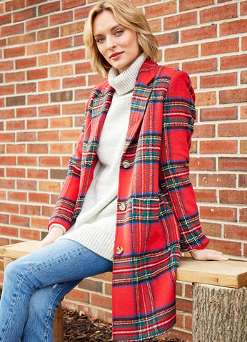 Charlie Paige Red Plaid Woven Shacket