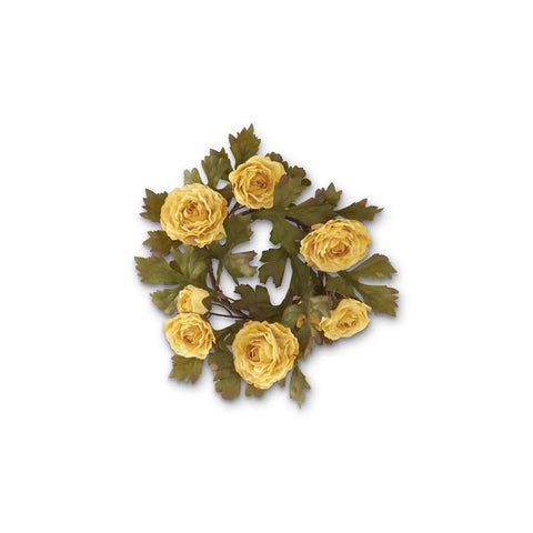 10.5 Inch Yellow Ranunculus Candle Ring (4.5Dia.)