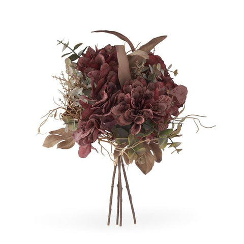 14 Inch Burgundy Faux Dried Floral Bundle