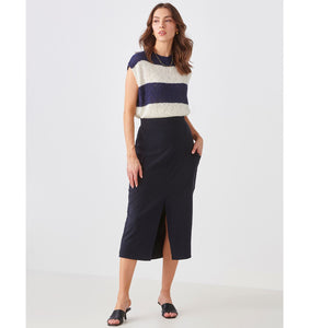 Slit Cargo Midi Skirt, Navy