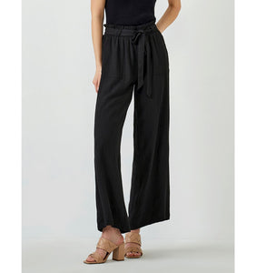 Belted Cabana Crinkle Pant, Black