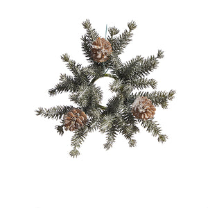 4.5" Iced Pine Mini Wreath-Candle Ring