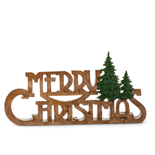 12.5" Merry Christmas with Trees Sign