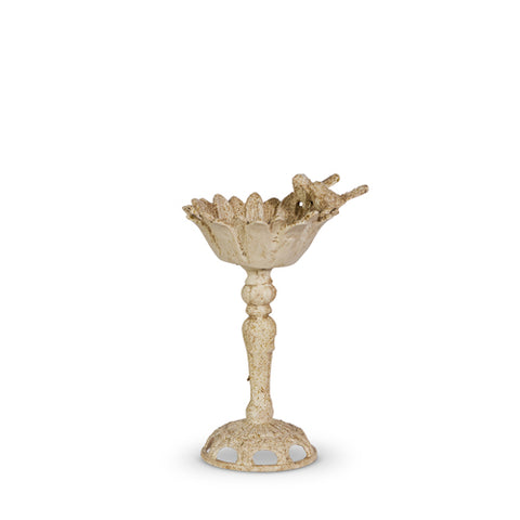 11" Whitewash Bird Bath