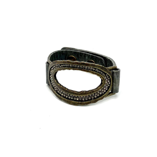 Live Edge Pave Open Center Oval Bracelet: Black w Black Diamond