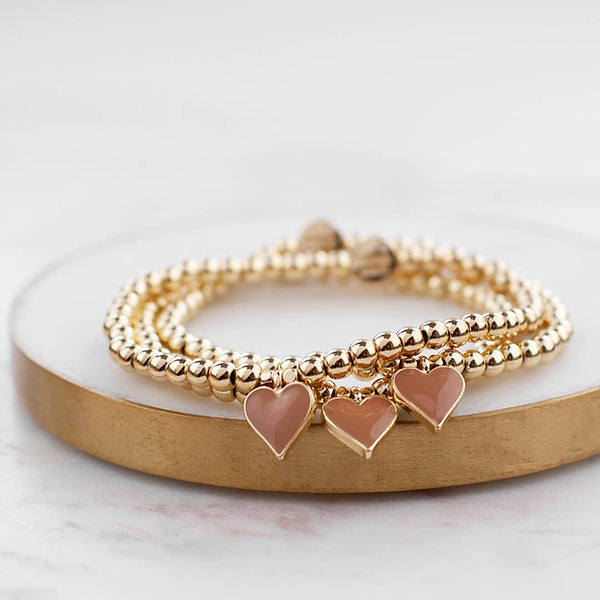 enamel heart bracelet: Gold/Teal