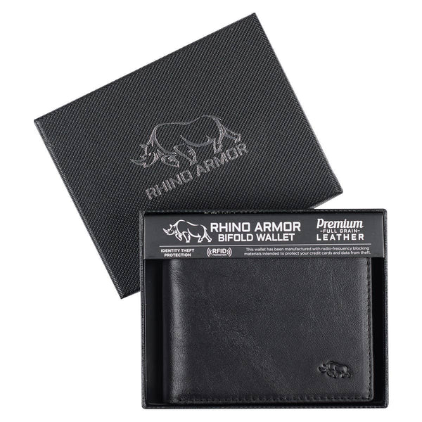 Genuine Leather Wallet Rhino Armor Black