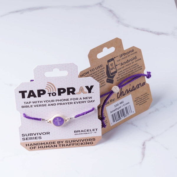 Tap To Pray® Survivor Series Bracelet: Onyx + Cross