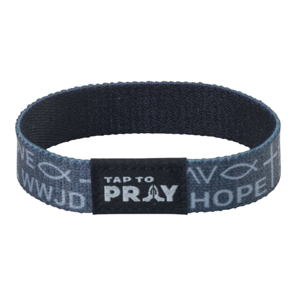 Tap To Pray® Wristband – Symbols of Faith - Grey: Large