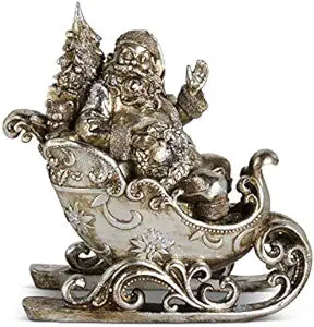 12.75 Antique Silver Santa in Sleigh