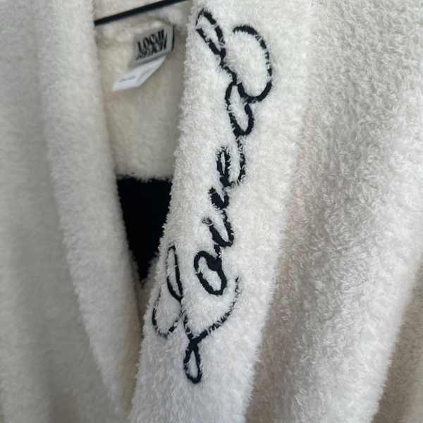 Local Beach Love Collection Heart Luxe Robe: Cream/Black / One Size Fits Most