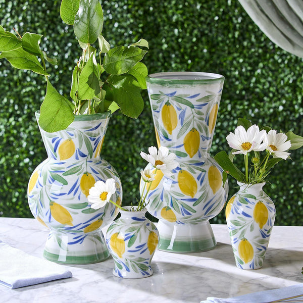 Lemon Grove Hand-Painted Mini Lemon Vases -5 Shapes (color may vary) - Porcelain